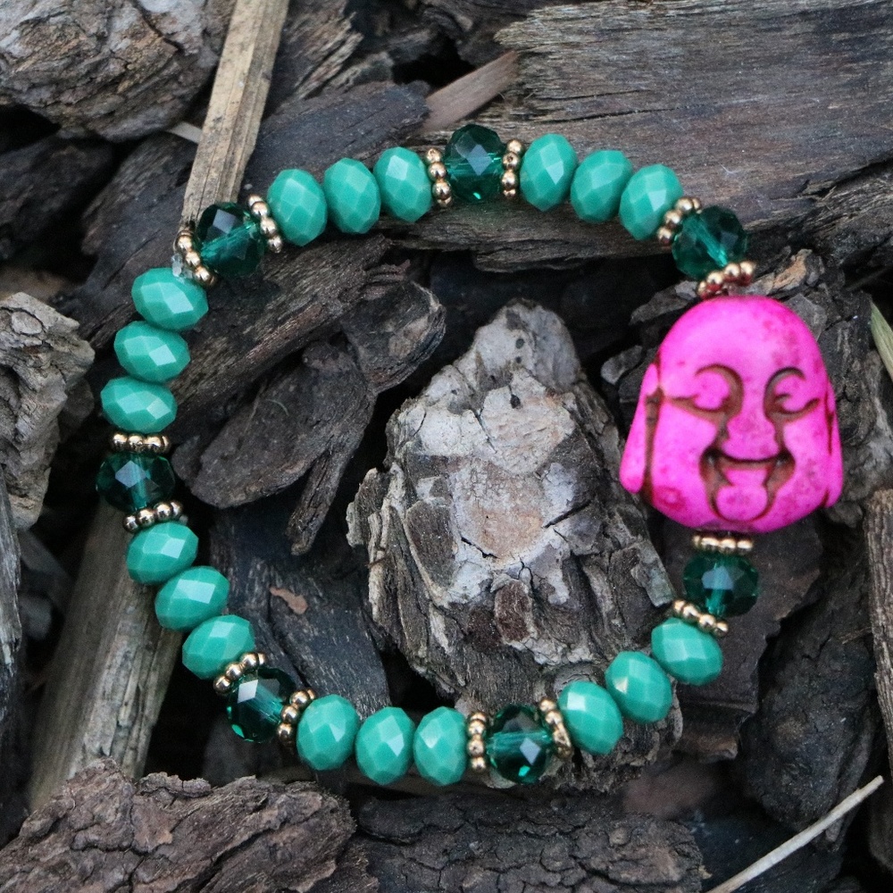 Pink and Green Buddah Bracelet